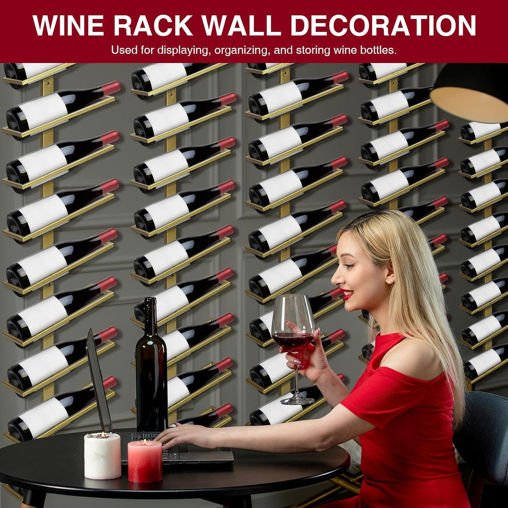 60-Bottle Wall Mounted Wine Rack, 5 Pack Modular Metal Wine Holder, Detachabl...