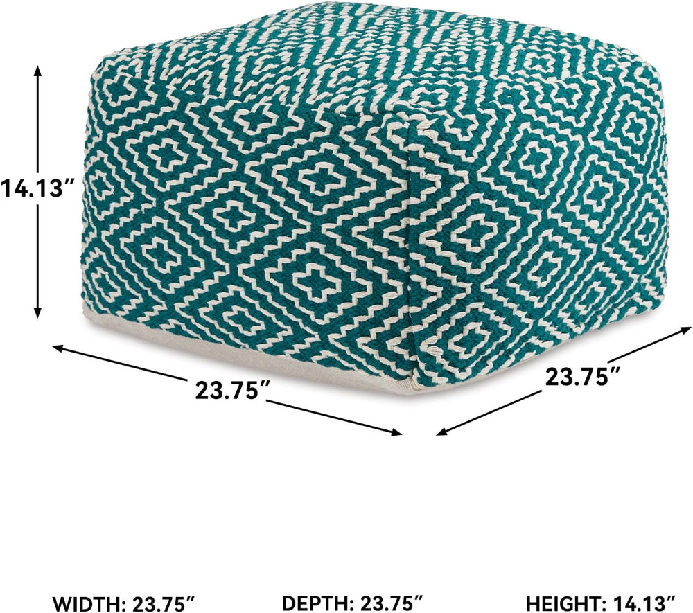 Signature Design by Ashley Brynnsen Casual Handwoven Geometric Pouf, Green &a...