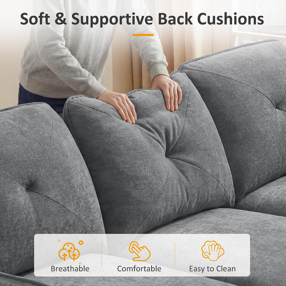 Sectional Sleeper Sofa, Pull-Out Bed, Storage Chaise, Chenille Gray