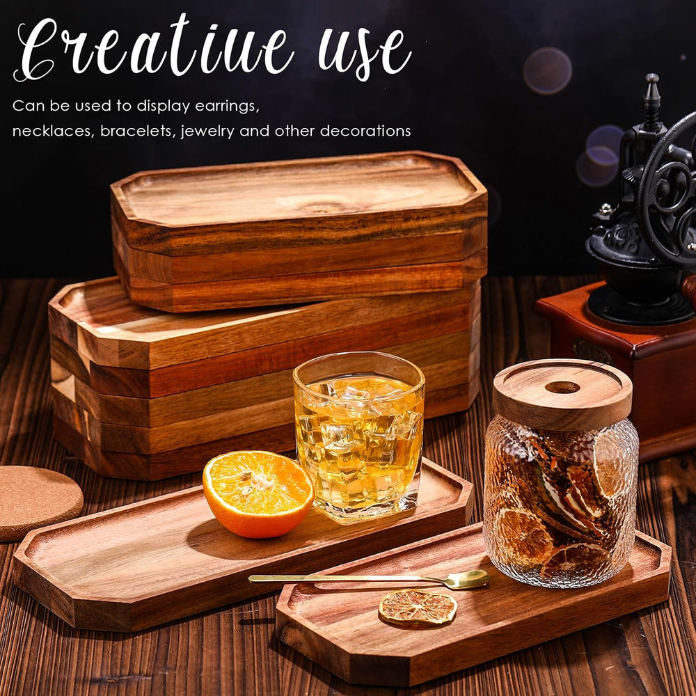 Geetery 12 Pcs 10"/12" Acacia Wooden Serving Trays for Coffee Table...