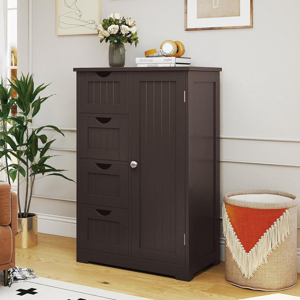 GLACER Bathroom Floor Cabinet, Multifunctional Storage Cabinet (Brown) | Wood...