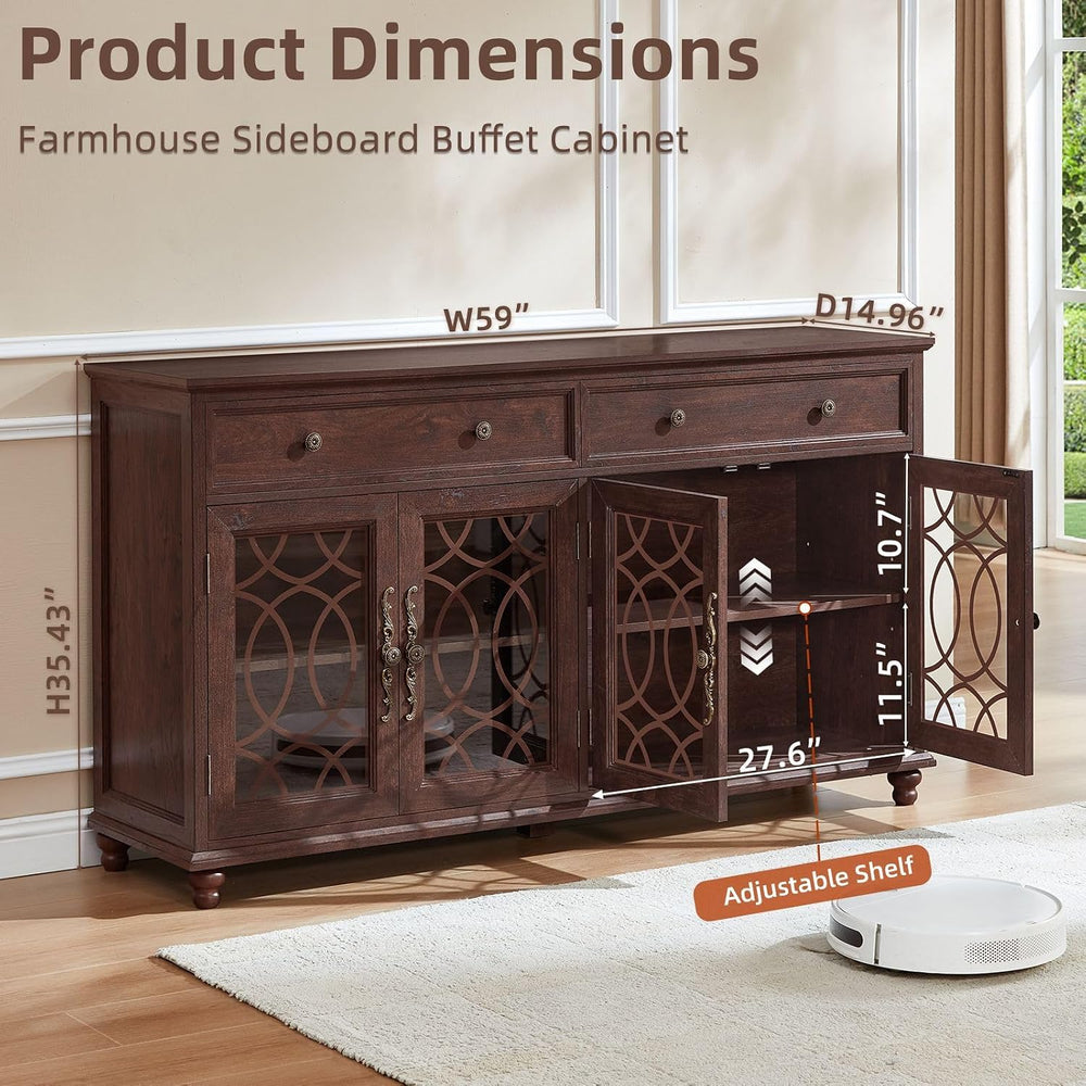 Joaxswe Farmhouse Sideboard Buffet Cabinet with Storage,59" Large Creden...