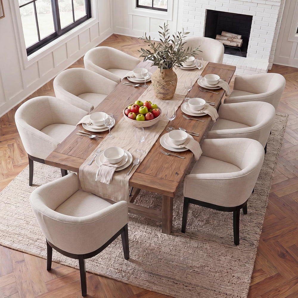 HNY Barrel Dining Chairs Set of 8, Mid Century Modern Upholstered Dining Chai...