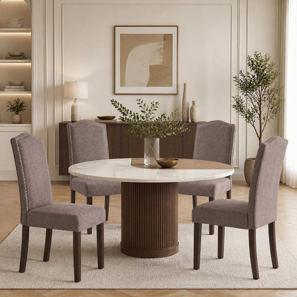 Upholstered Dining Chair Modern Stylish Kitchen Diner Fabric Set of 4 | Fabri...