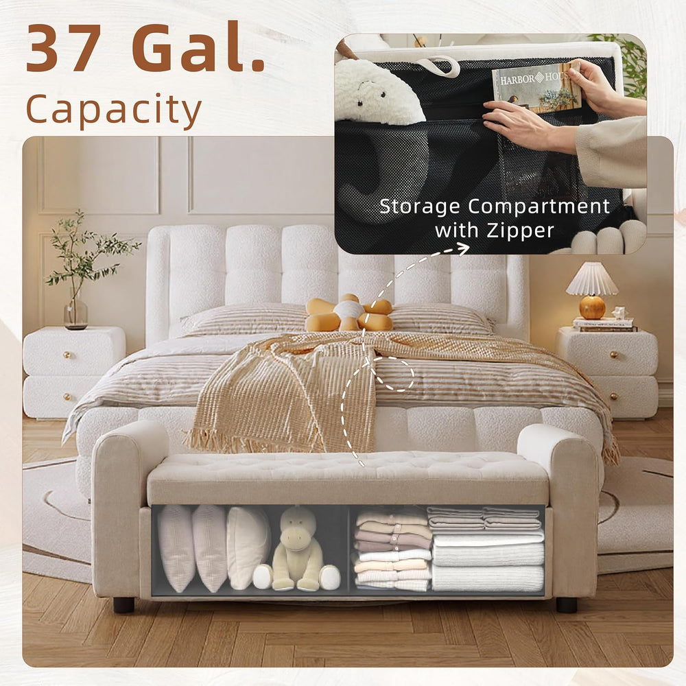 48" Ottoman with Storage, Tufted Storage Ottoman Bench, Convenient Livin...