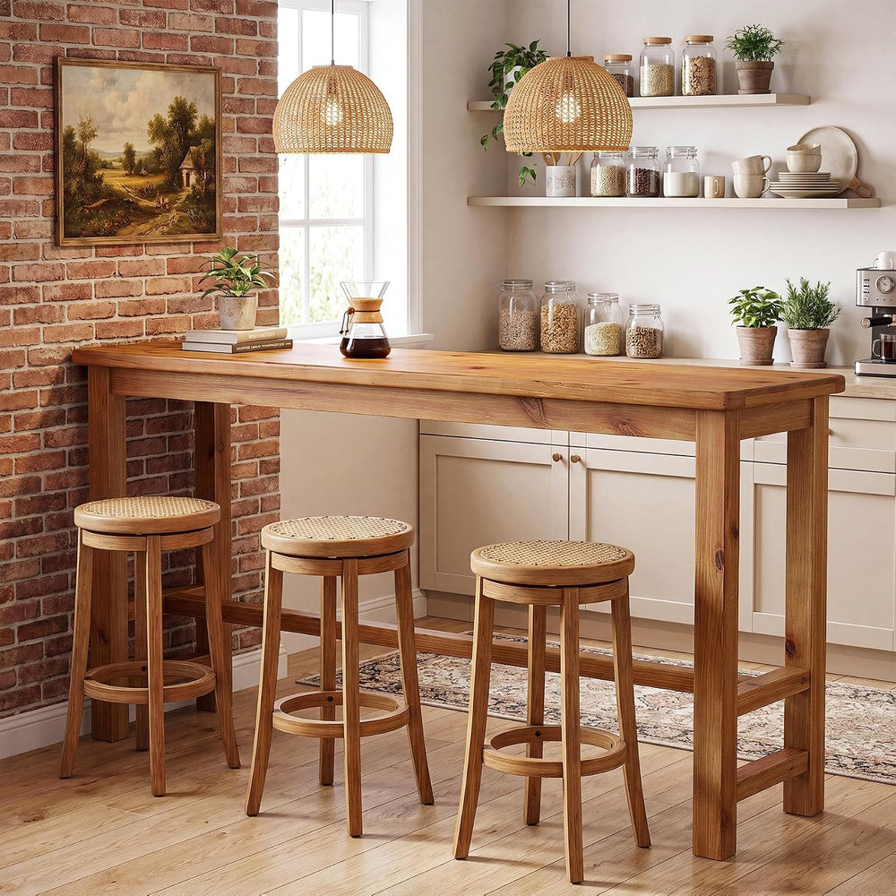 Tribesigns 63" Solid Wood Bar Table, Rectangular Counter Height Pub Table