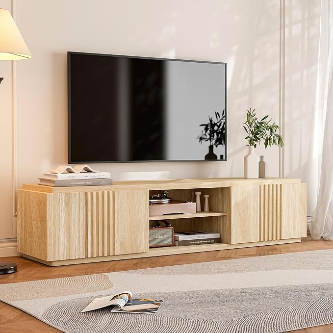 BELLEZE 70" Fluted Media Entertainment Center Console for TVs up to 75&q...