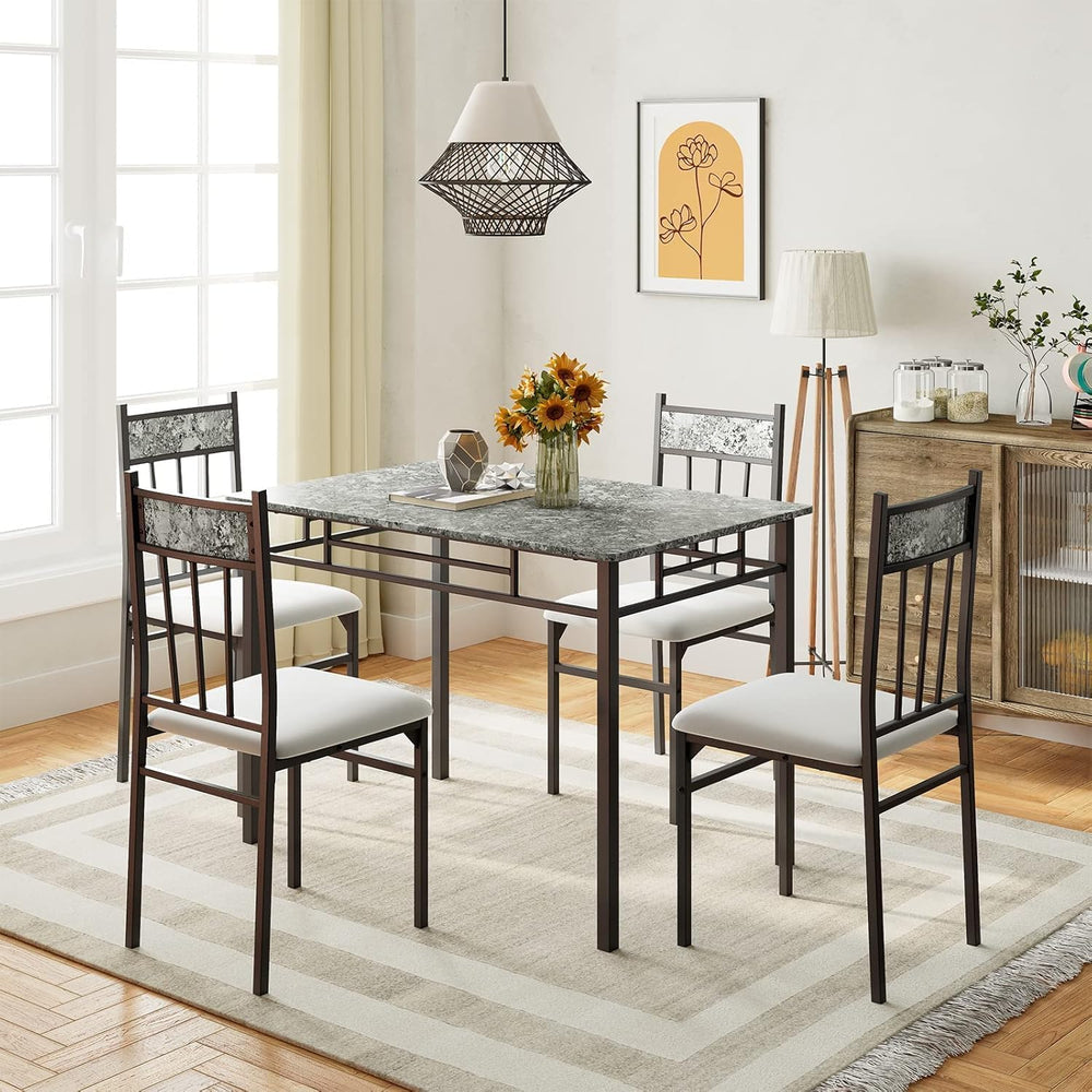 GIANTEX 5-Piece Dining Table Set for 4, Kitchen Table and Upholstered Chairs ...