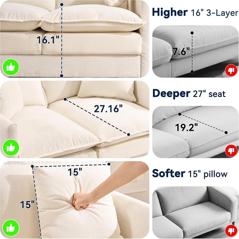 L-Shape Loveseat Sofa Couch with Ottoman, Small 50" Love Seat 27" D...