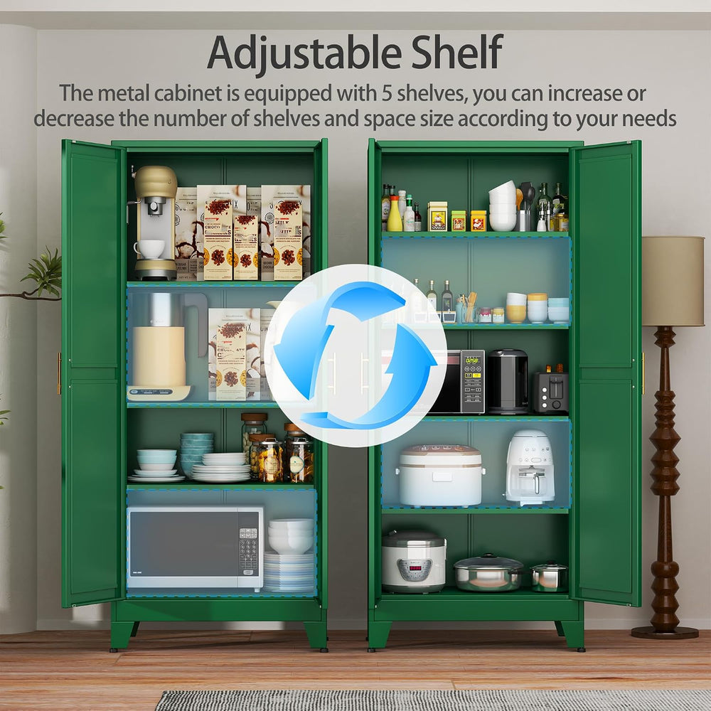 Green Metal Storage Cabinet,75" Steel Cabinets for Home Office | Kitchen...