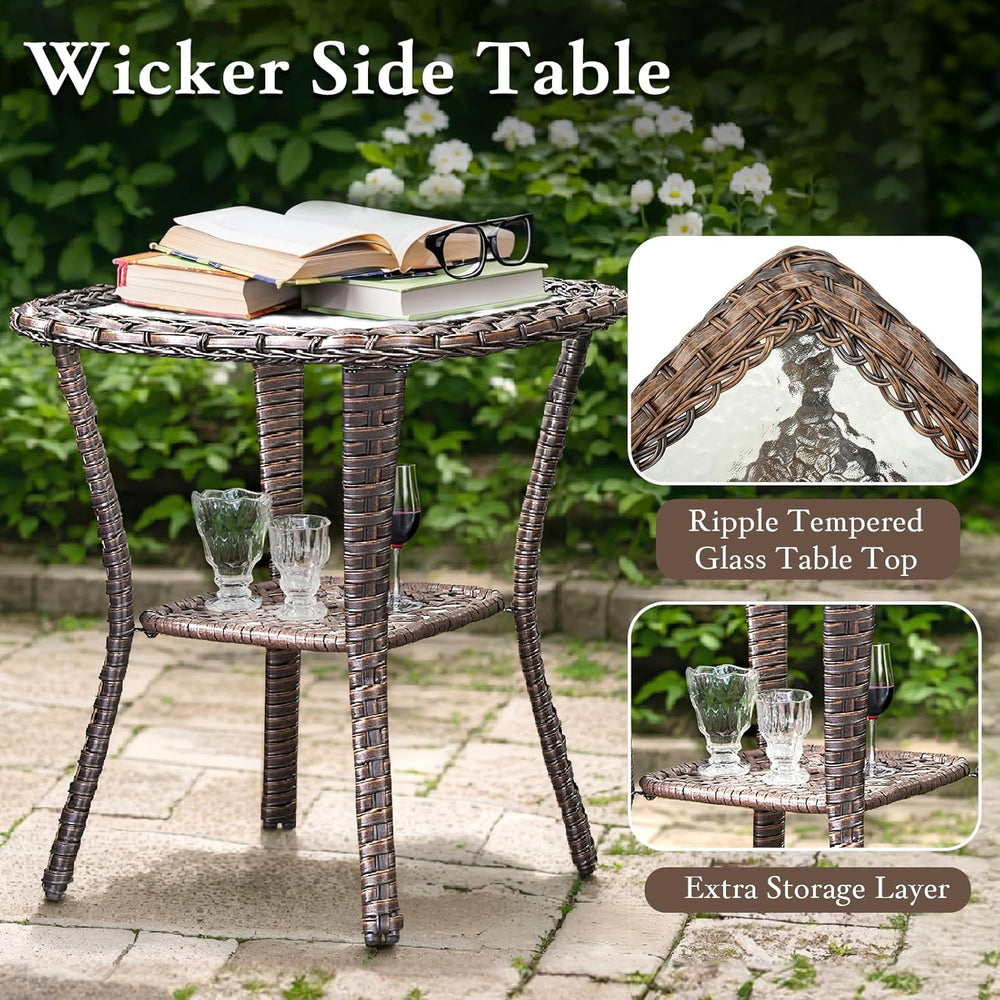 10 PCS Outdoor Furniture Set, Wicker Patio Conversation Set, Brown/Grey