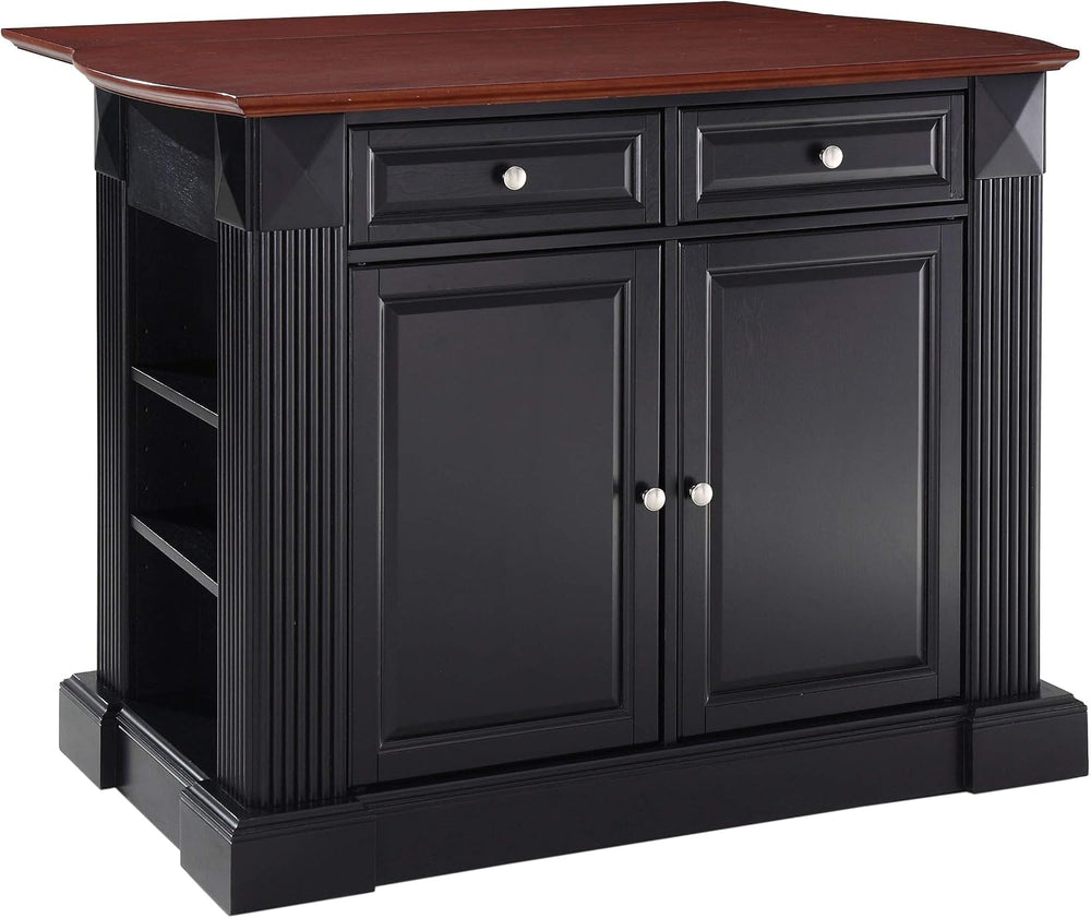 Crosley Furniture Drop Leaf Kitchen Island/Breakfast Bar, Black