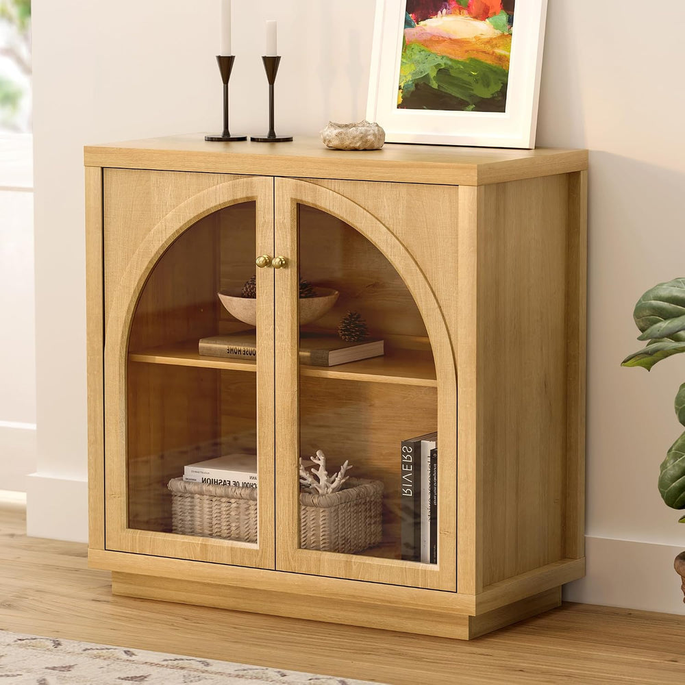 Modern Storage Cabinet, Arched Cabinet with Adjustable Shelves, Sideboard Buf...