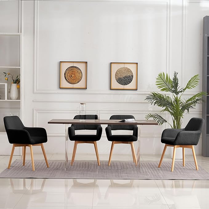 Mid Century Modern Dining Chairs Set of 4 & 2 & 6 Comfy Accent Chair ...