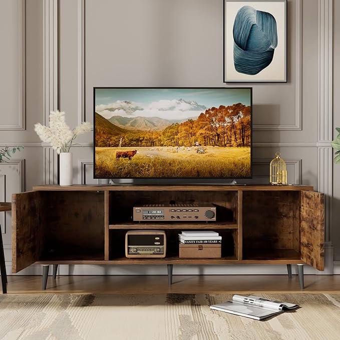 JUMMICO TV Stand for 65 Inch TV, Mid Century Modern TV Stand, Entertainment C...