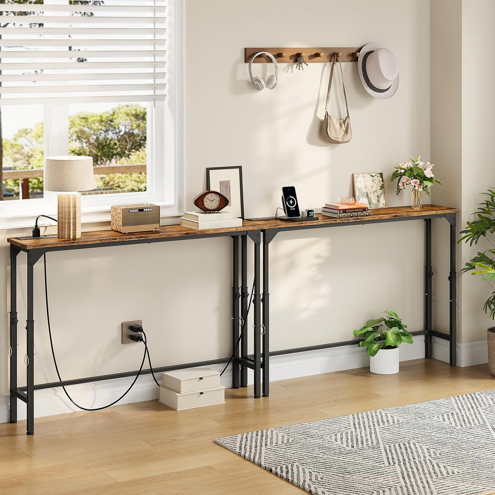 CHOEZON 78.7" Narrow Console Table with Adjustable Height (21.1"-29...