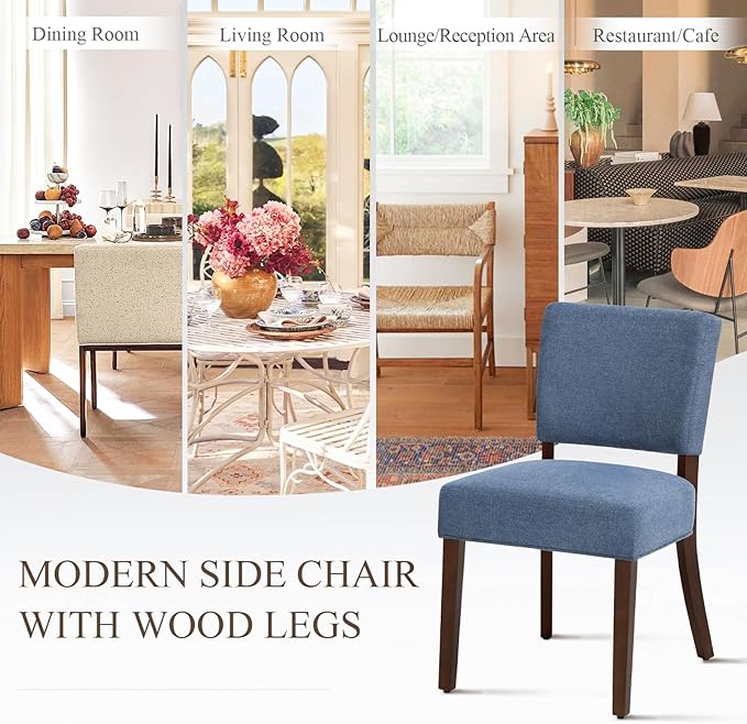 Upholstered Dining Chairs Set of 2, Fabric Kitchen Chairs with Padded Seat &a...