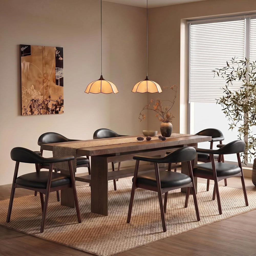 MALOL Leather Dining Chair with Armrest Set of 6, Upholstered Dining Room Cha...