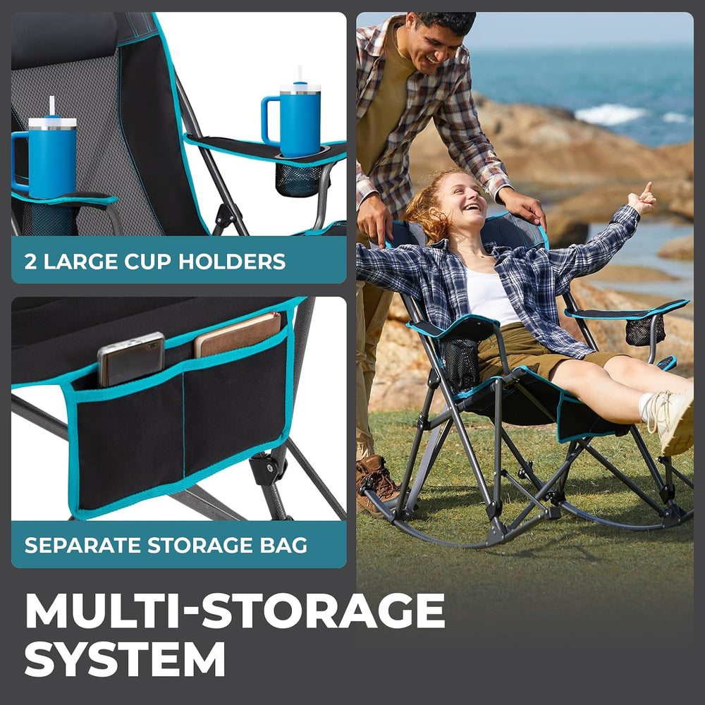 FUNDANGO Rocking Camping Chair for Adults, 400Lbs Folding Camp Chairs | 2 Pac...