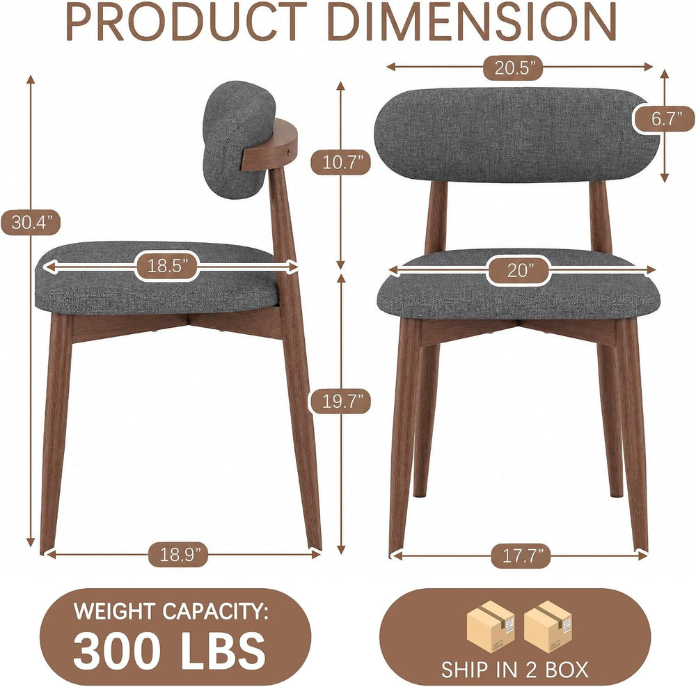 Solid Wood Dining Chairs Set of 4, Mid‑Century Modern Square Seat Cushion Cha...