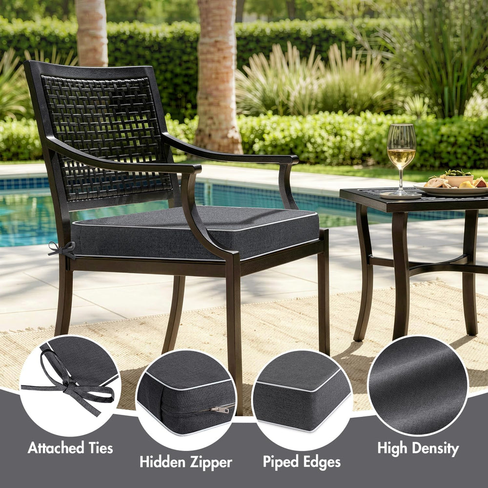 MIULEE Grey Outdoor Chair Cushions 2 Pack, 19x19x3 Inch Waterproof Cushions