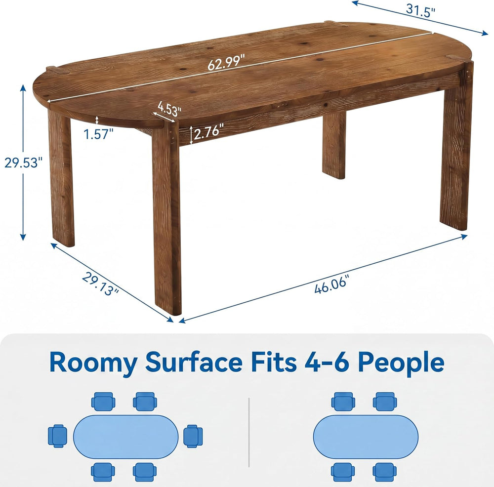 Tribesigns 63-Inch Solid Wood Oval Dining Table, Farmhouse Dinner Table with ...
