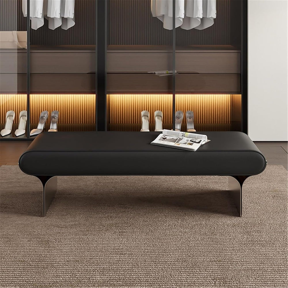 Modern Wooden Bench at The Foot of The Bed Long Beside The Suitable for Bedro...