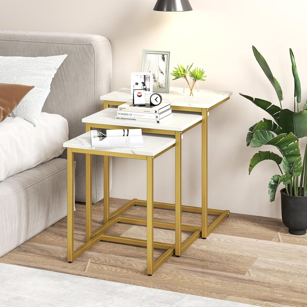 GOFLAME Nesting Coffee Tables Set of 3, Rectangular Nesting Center Table with...