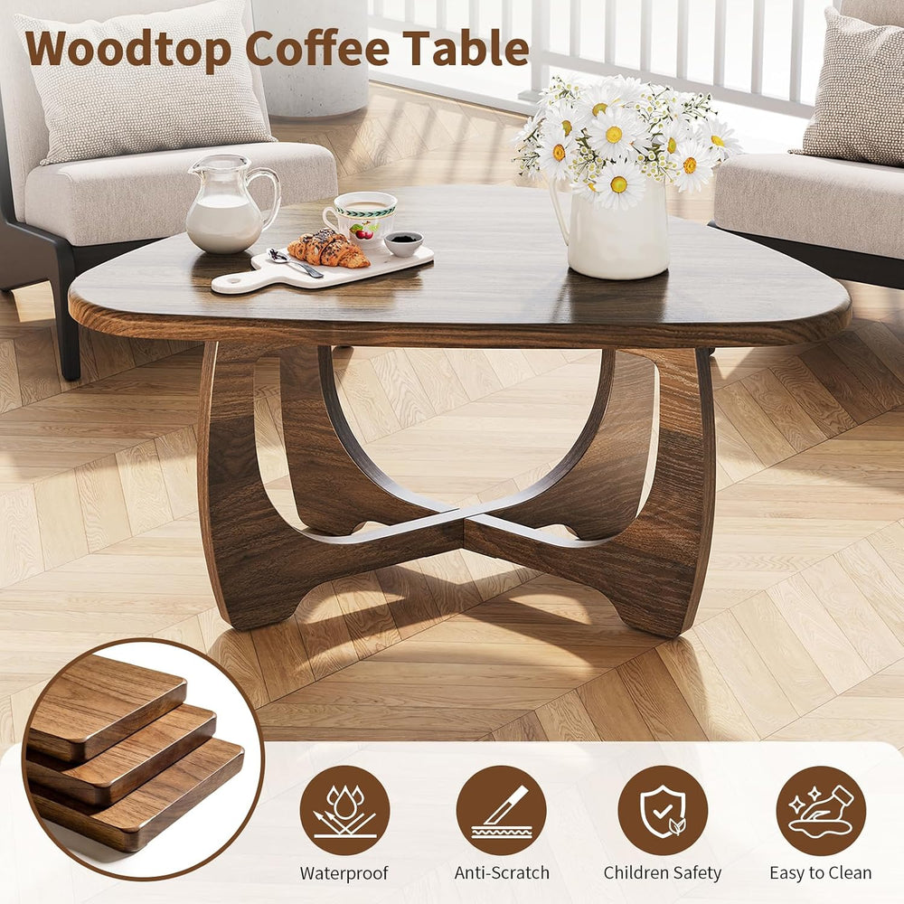Coffee Table for Living Room, Mid Century Modern Round Coffee Table