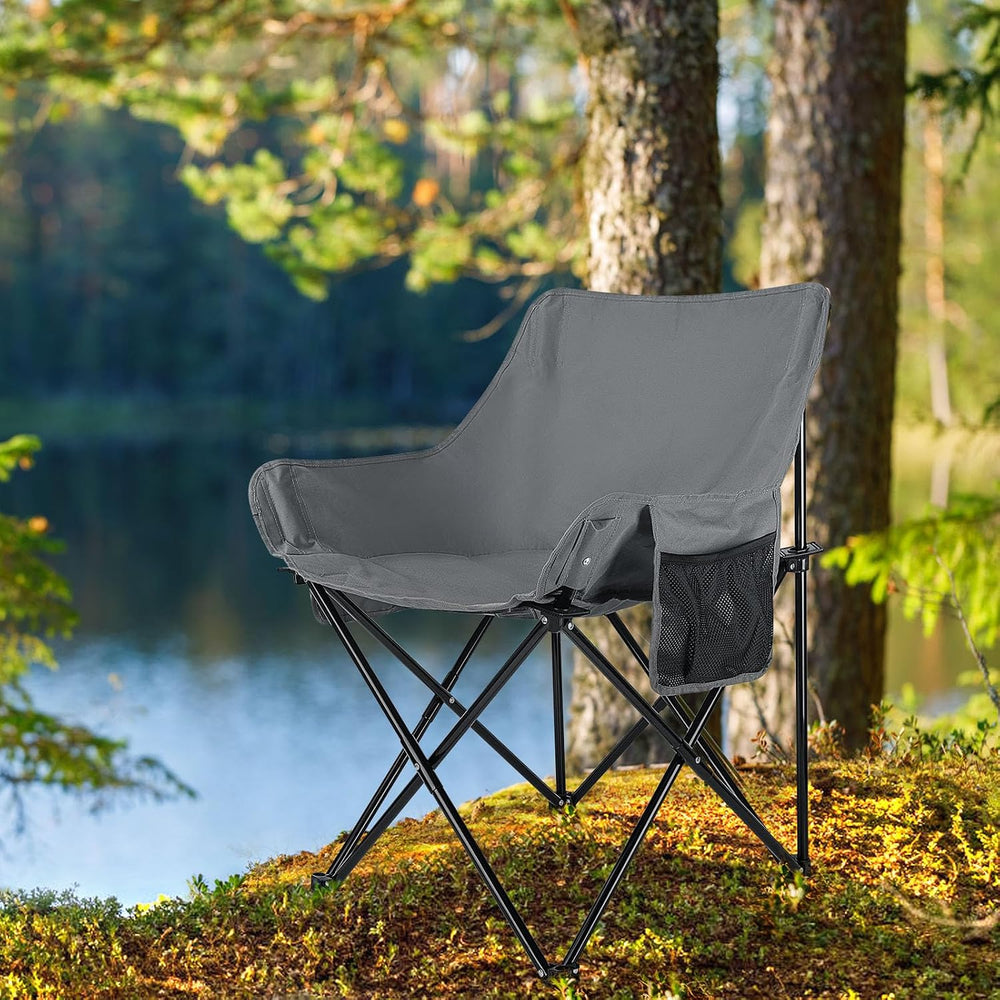 Leonyo Camping Chairs for Adults, 2 Pack Folding Lawn Chair & Table, Grey...