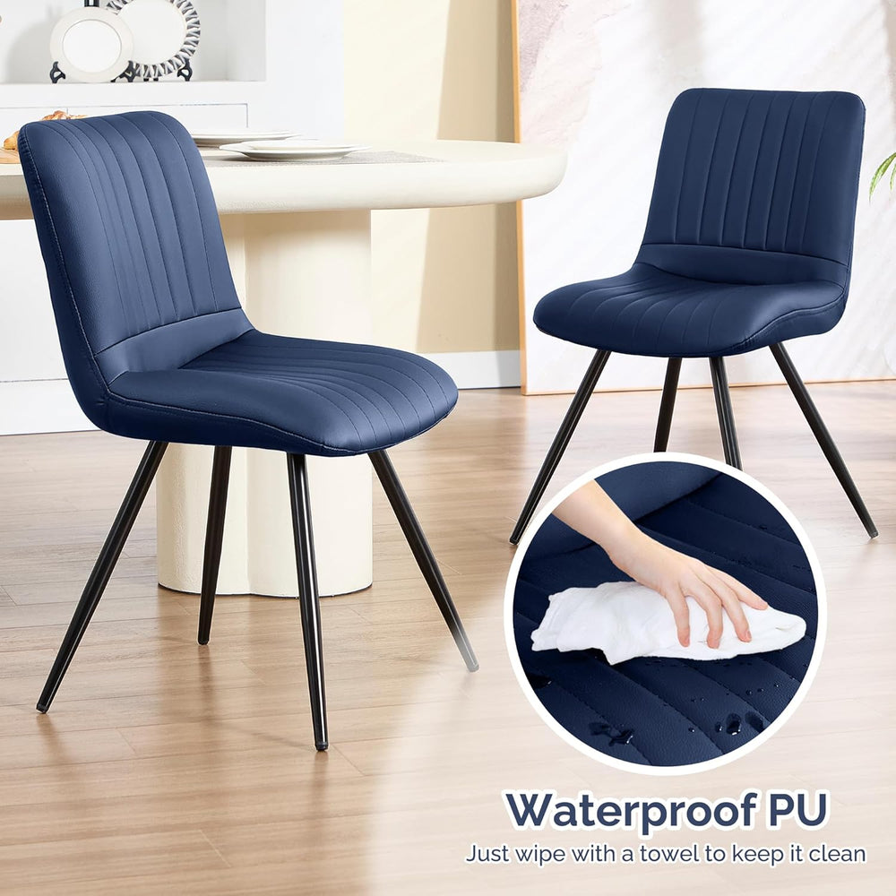 Dining Chairs Set of 2, Modern Dining Chairs with Thick Cushions, Faux Leathe...