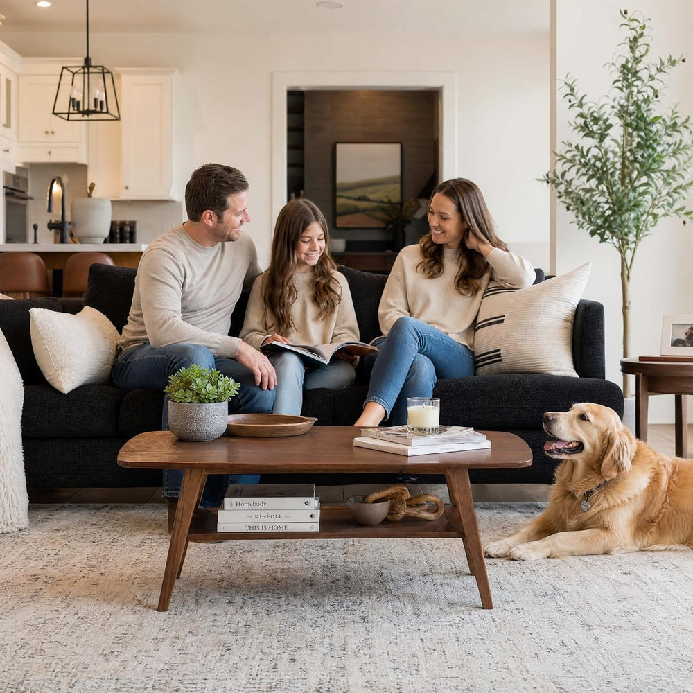 100% Solid Wood Coffee Table for Living Room, 31.5" Small Tables with Sh...