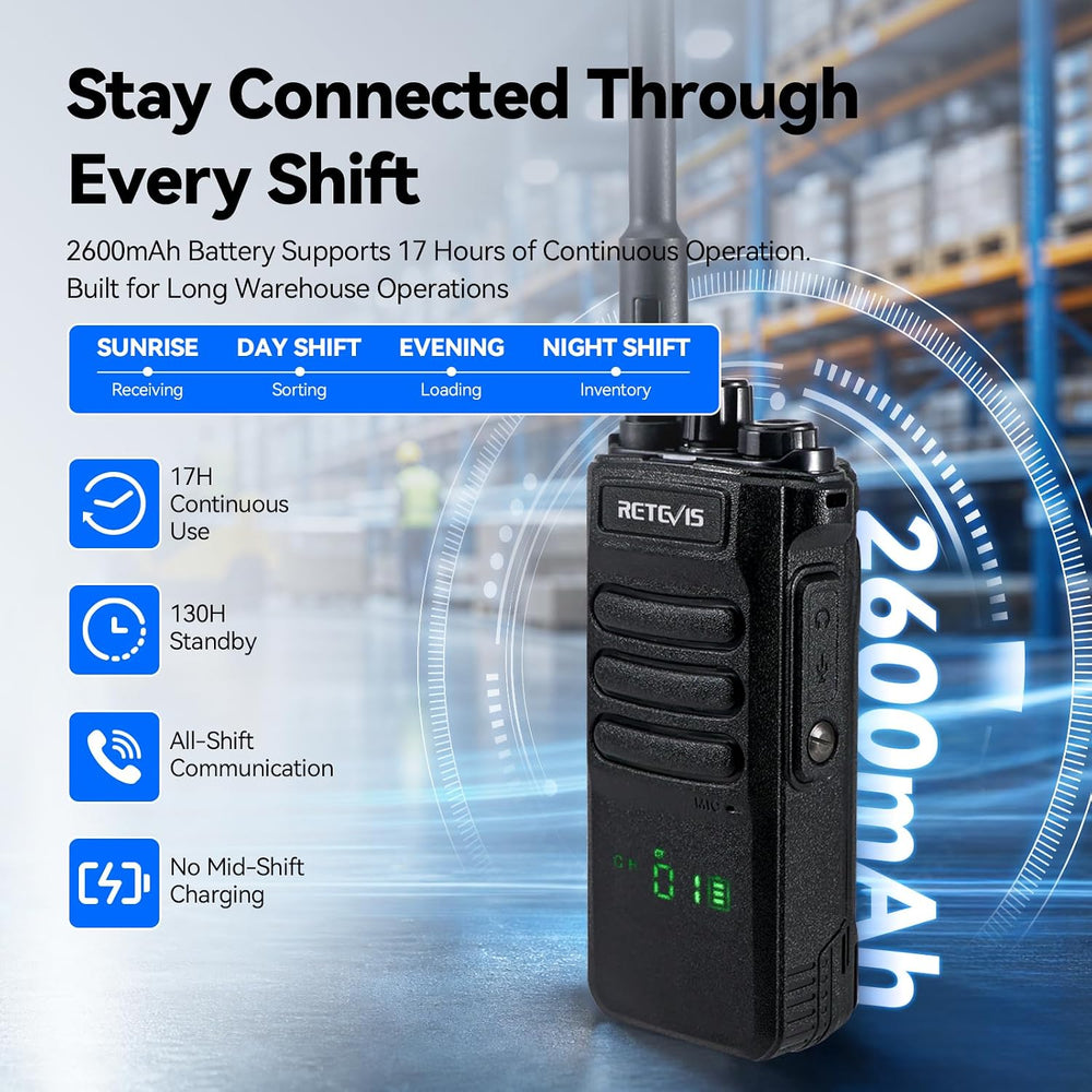 Retevis RT86 2 Way Radio Long Range with 6 Way Charger for Warehouse,6Pack