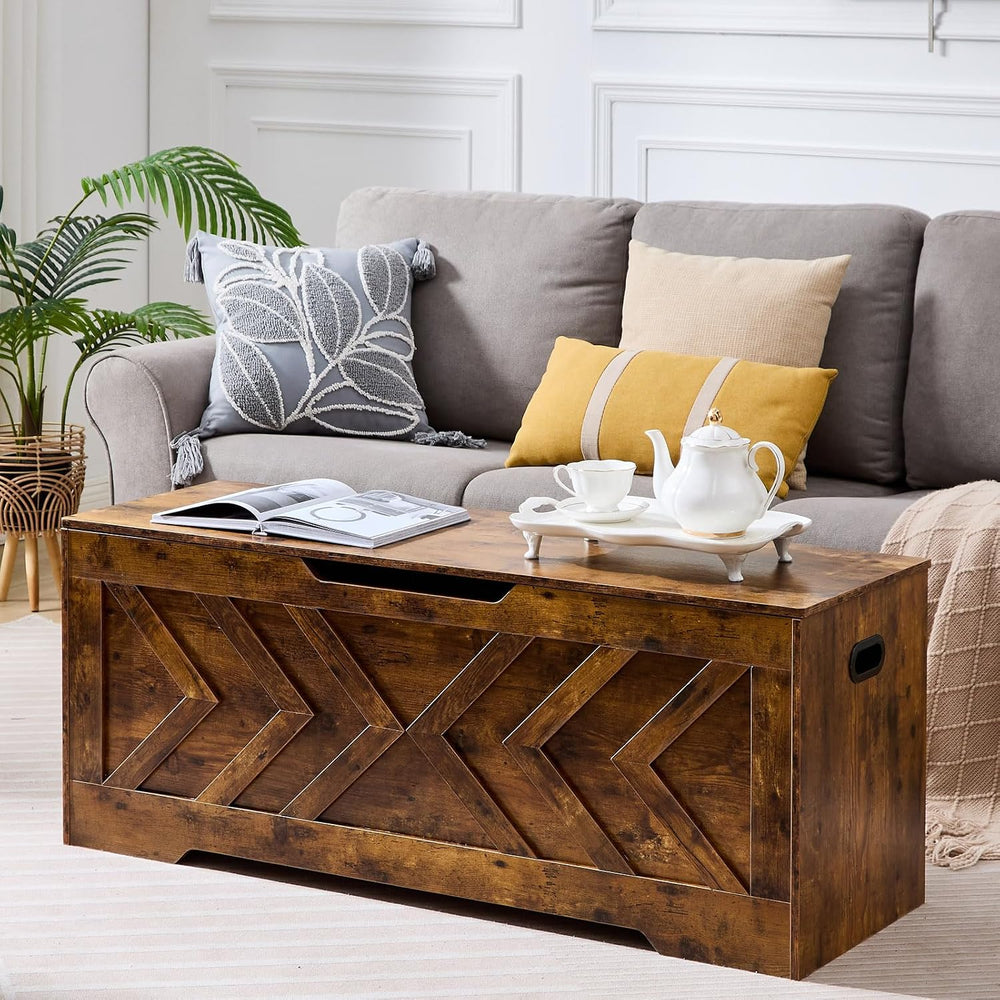 47.2” Storage Bench,Extra Large Wooden Storage Chest with 2 Safety Hinges,ent...