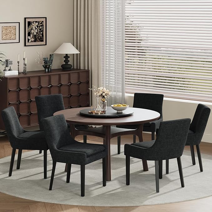 Modern Dining Chairs Set of 6, Upholstered Corduroy Dining Room Chairs with W...