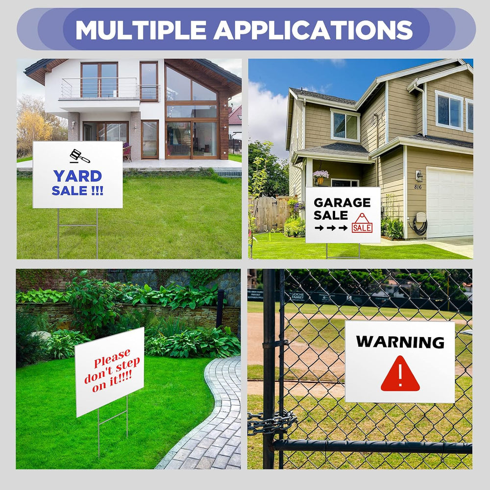 Teling 32 Pack Blank Yard Signs with Metal Stakes 19 x 14 Inch Double Sided C...
