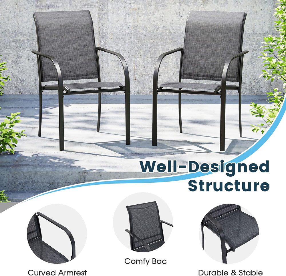 7PCS Outdoor Patio Dining Set, 47.6" Metal Table&6 Chairs