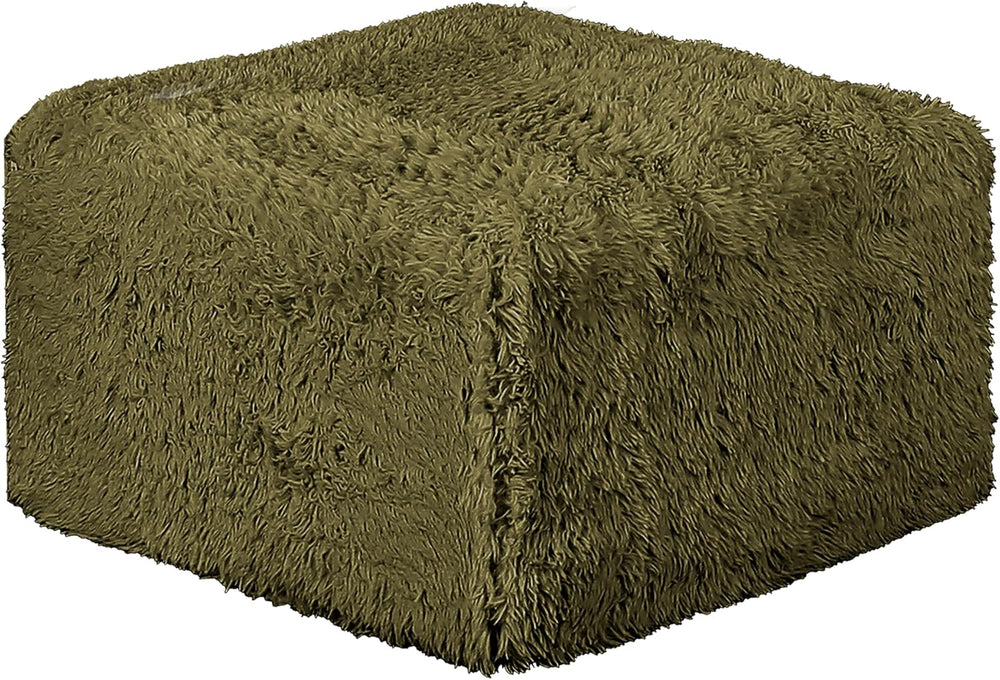 Furniture of America Havyn Modern Faux Fur 1-Seater Square Modular Foam Ottom...