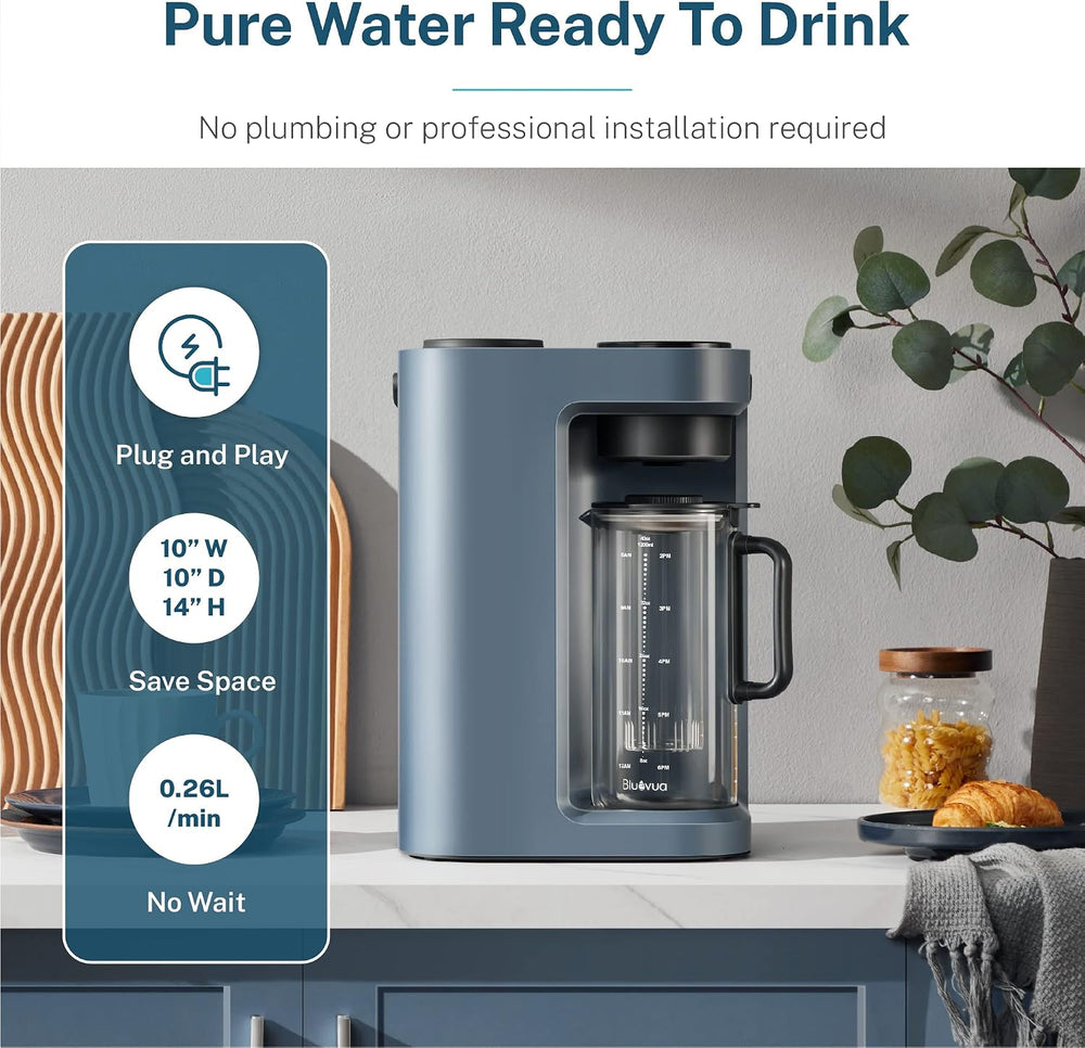 Bluevua RO100ROPOT-LITE Countertop Reverse Osmosis Water Filter System, Blue,...