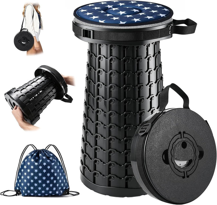 800 lb Portable Collapsible Stool for Adults - Black + Cushion