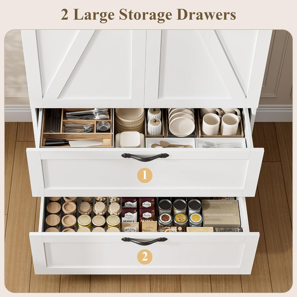 HOSTACK 70" Kitchen Pantry Storage Cabinet, Farmhouse Pantry Cabinet, Wh...