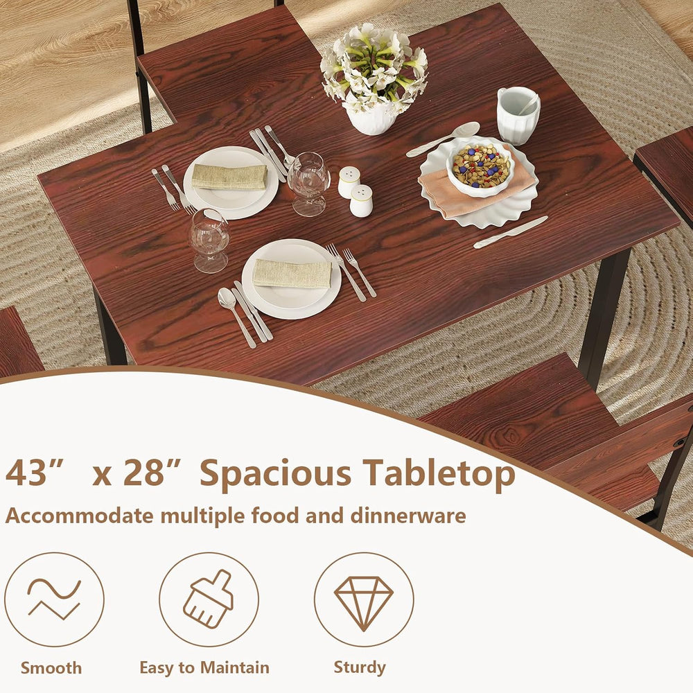 GOFLAME 5-Piece Dining Table Set, Industrial Kitchen Table and Chairs for 4 w...
