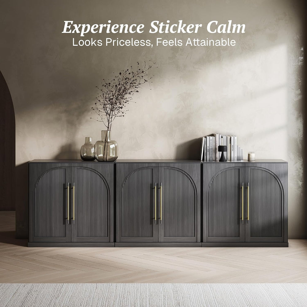 BELLEZE Set of 3 Jagger Sideboard Buffet Cabinet - Ebony