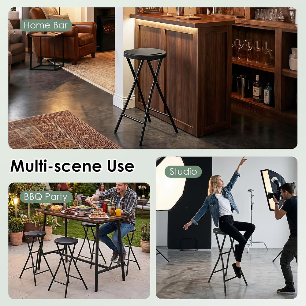 Goplus 4 Pack Folding Stool 27.5" Counter Height Backless Bar Chair