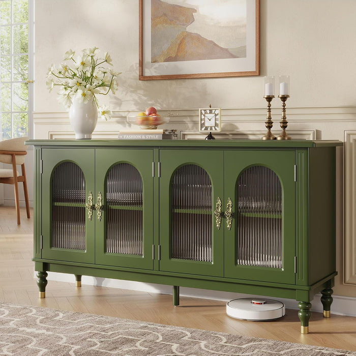 iPormis 59" Arched Sideboard Buffet Cabinet with Storage, Green