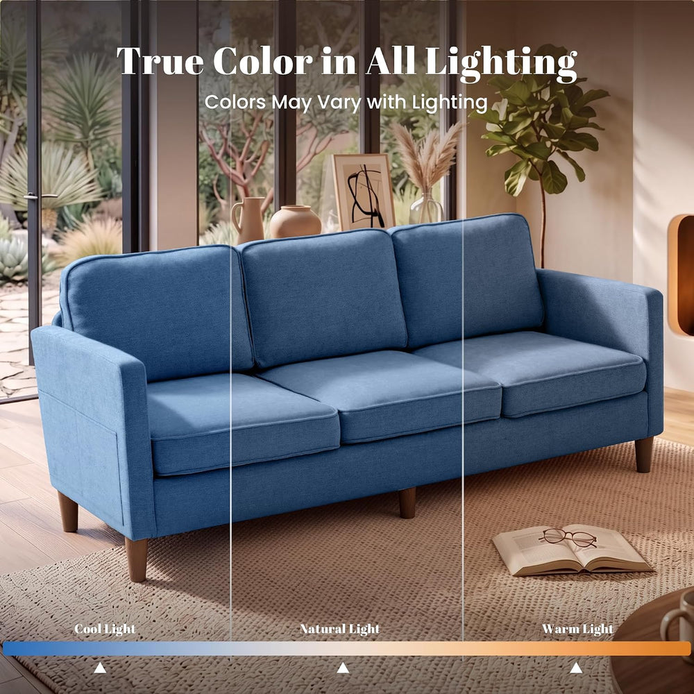 80" Chenille Sofa Mid Century Modern 3 Seater Couch for Living Room Office