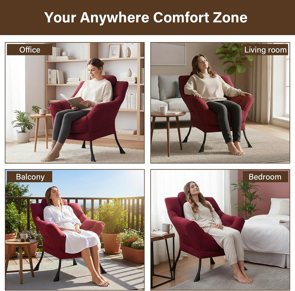 Welnow Lazy Chair for Living Room, Modern Reading Accent Chair with Armrests ...