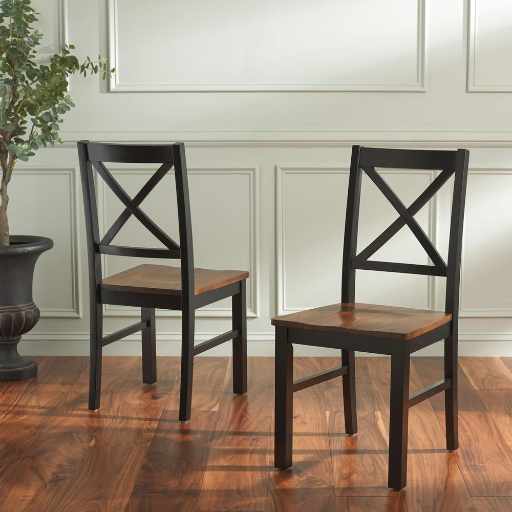 SAFAVIEH Home Collection Akash Farmhouse Black & Walnut Dining Chair Set ...