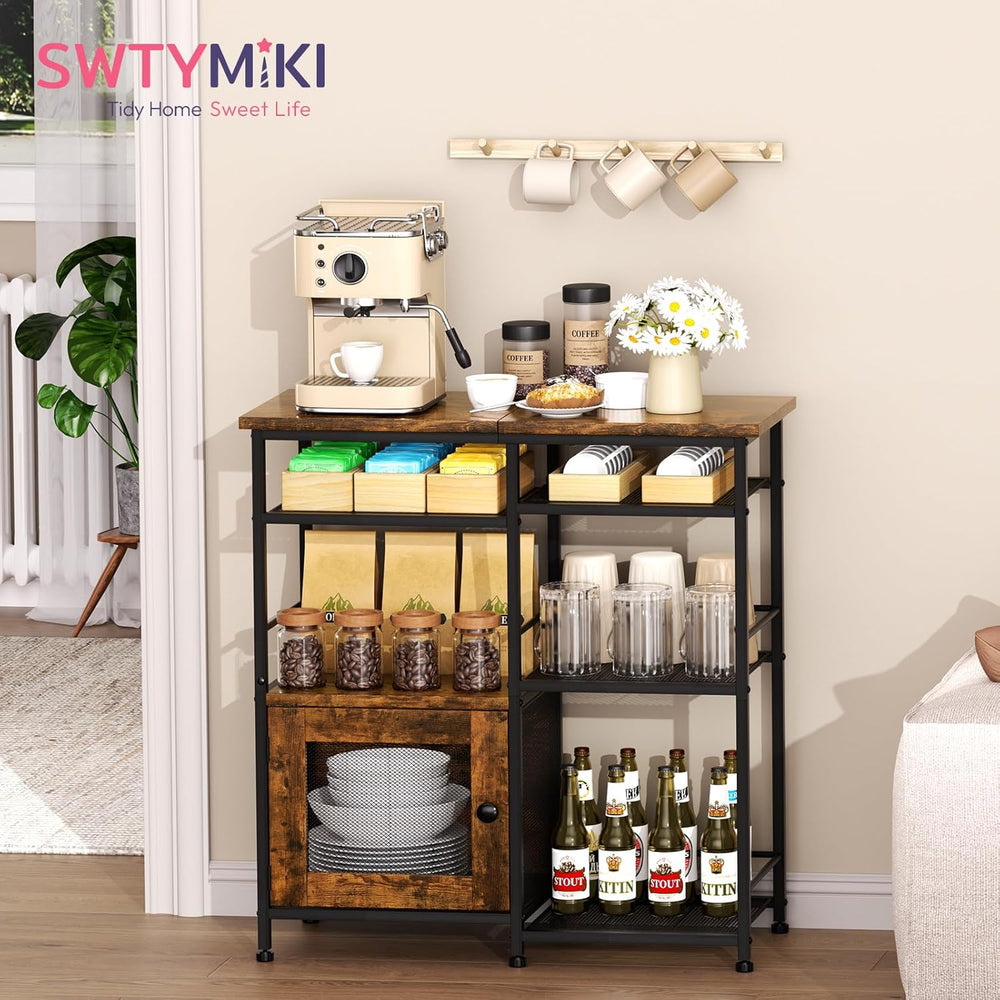 SWTYMIKI Coffee Bar Cabinet Station - Farmhouse Small Coffee Stand Station wi...