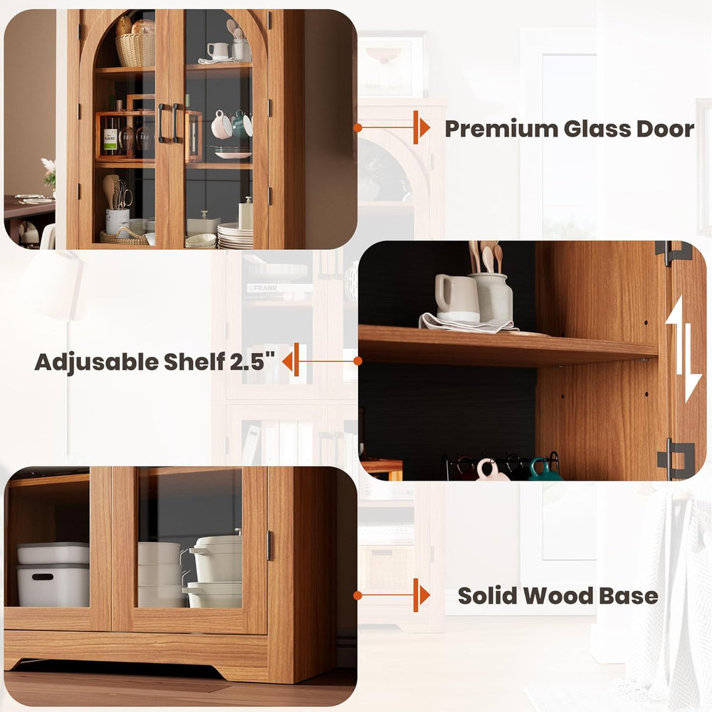 70" Kitchen Pantry Storage Cabinet - Modern Display Pantry Storage with ...